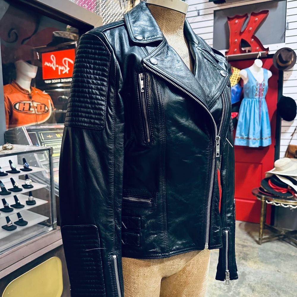 Burberry Brit Black Leather Biker Jacket